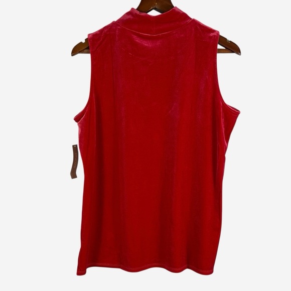 Chicos Sleeveless Velvet Cowl Top Size L Large Red Stiletto Holiday Evening NEW - Picture 3 of 8
